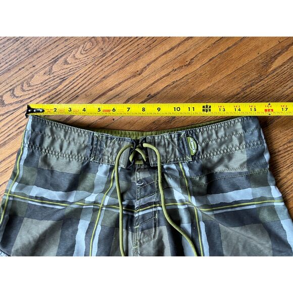 SIMS Green Gray Plaid Checked Swim Wear Board Shorts Trunks   Mens Size 32 - Picture 6 of 7